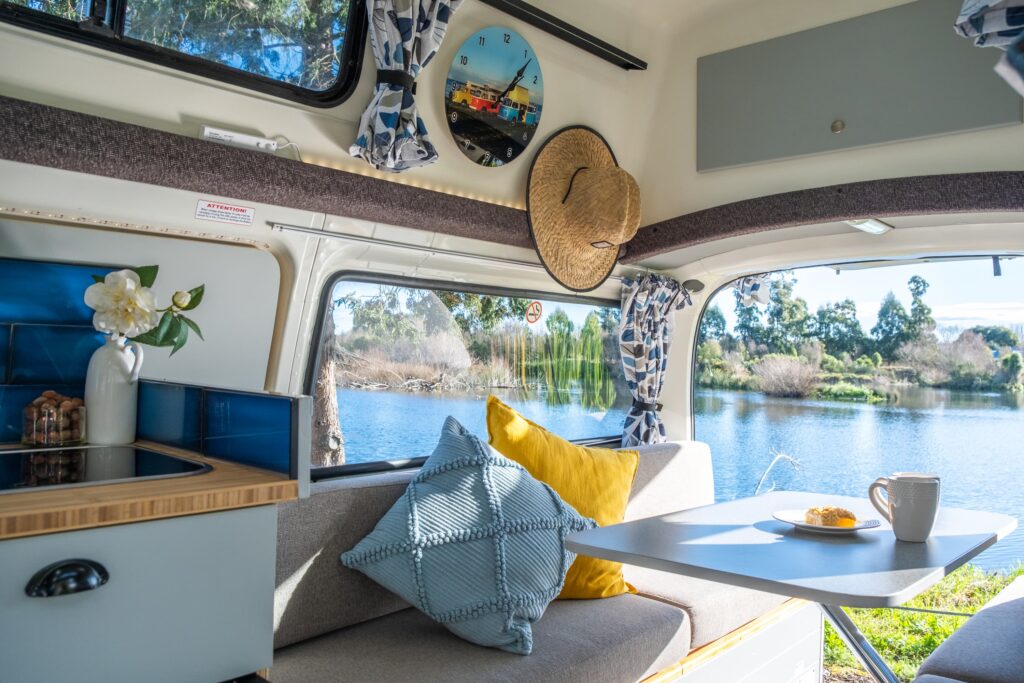 Interior view of Cruzar - A quirky campers campervan conversion