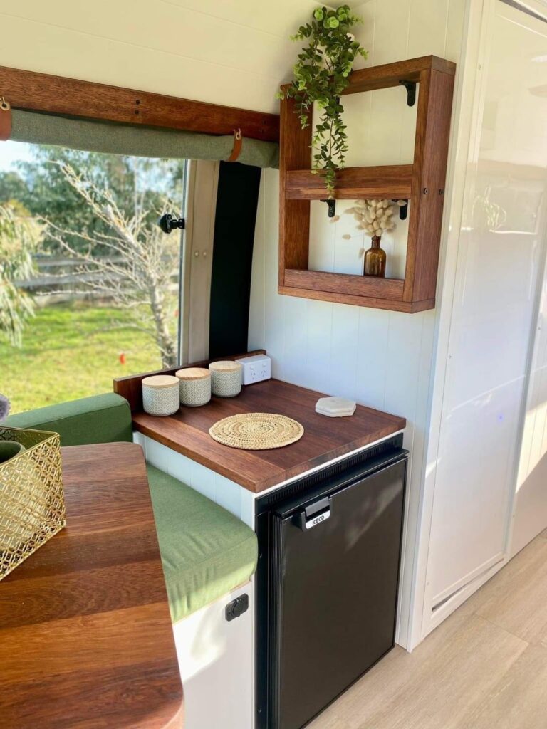 Interior view of a campervan conversion