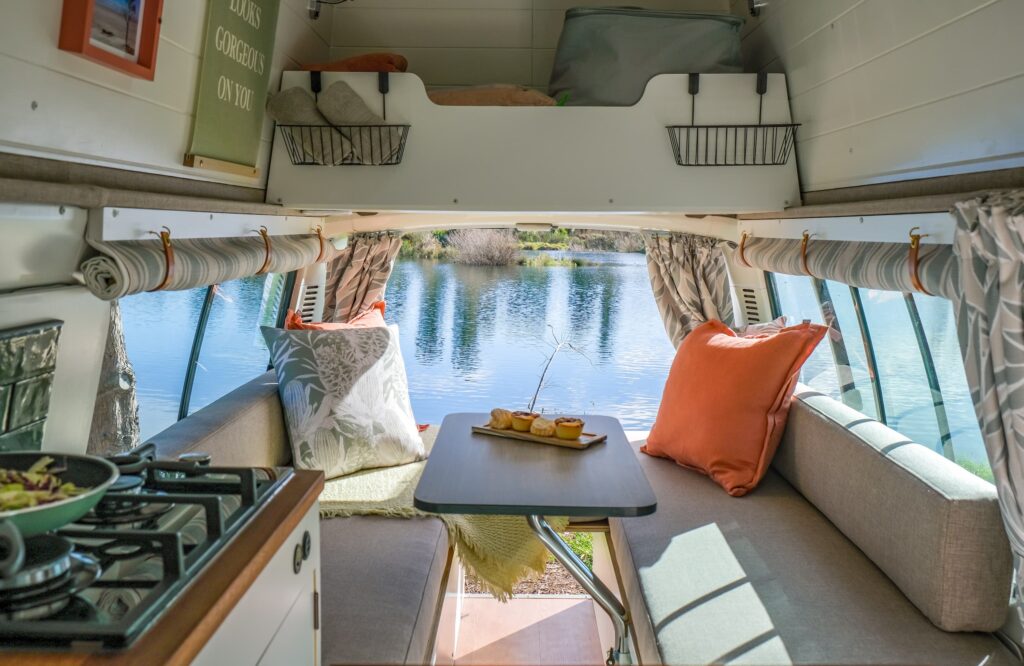 Interior view of Roxy - A quirky campers campervan conversion