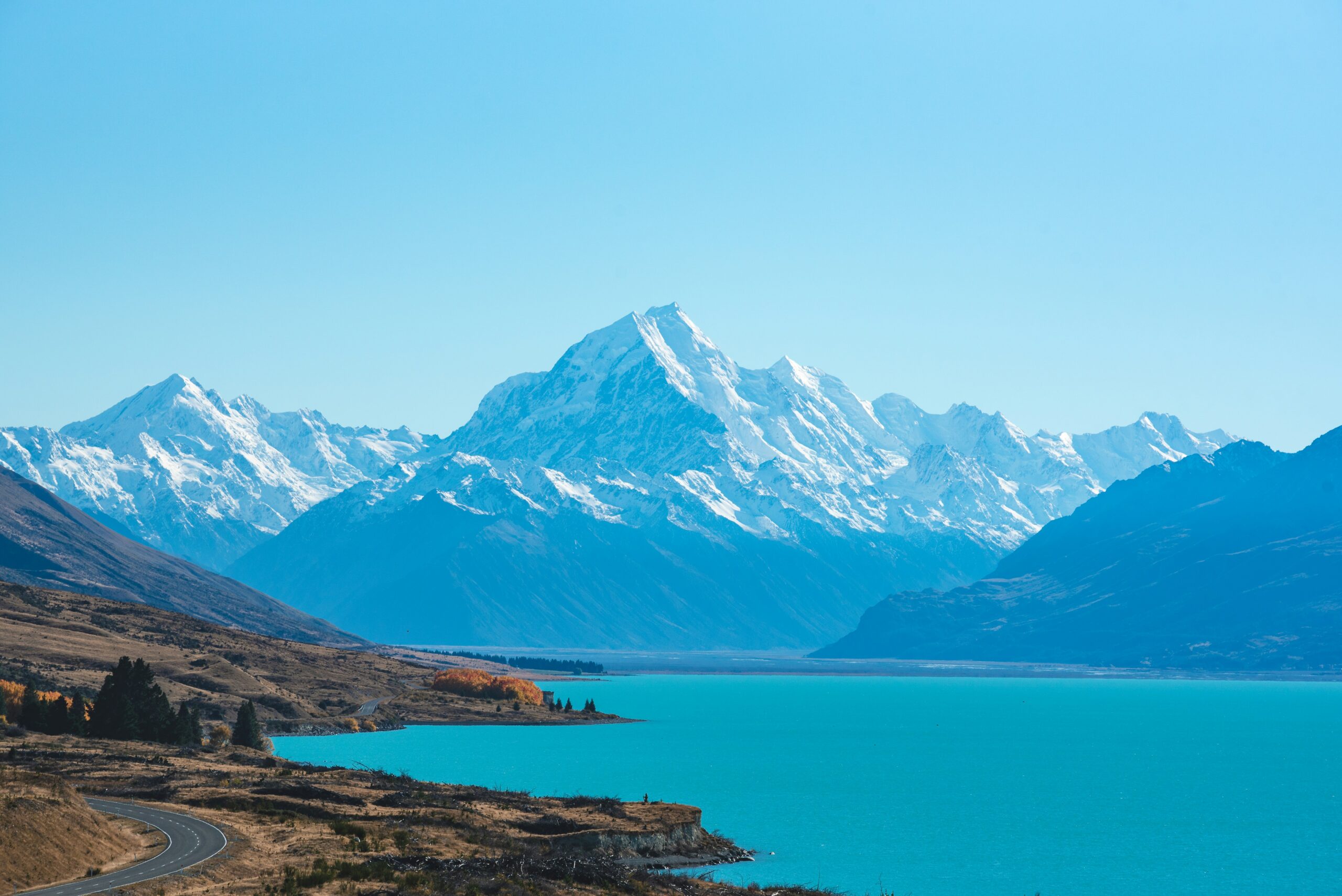 Lake Pukaki with snow-capped Southern Alps in the background
