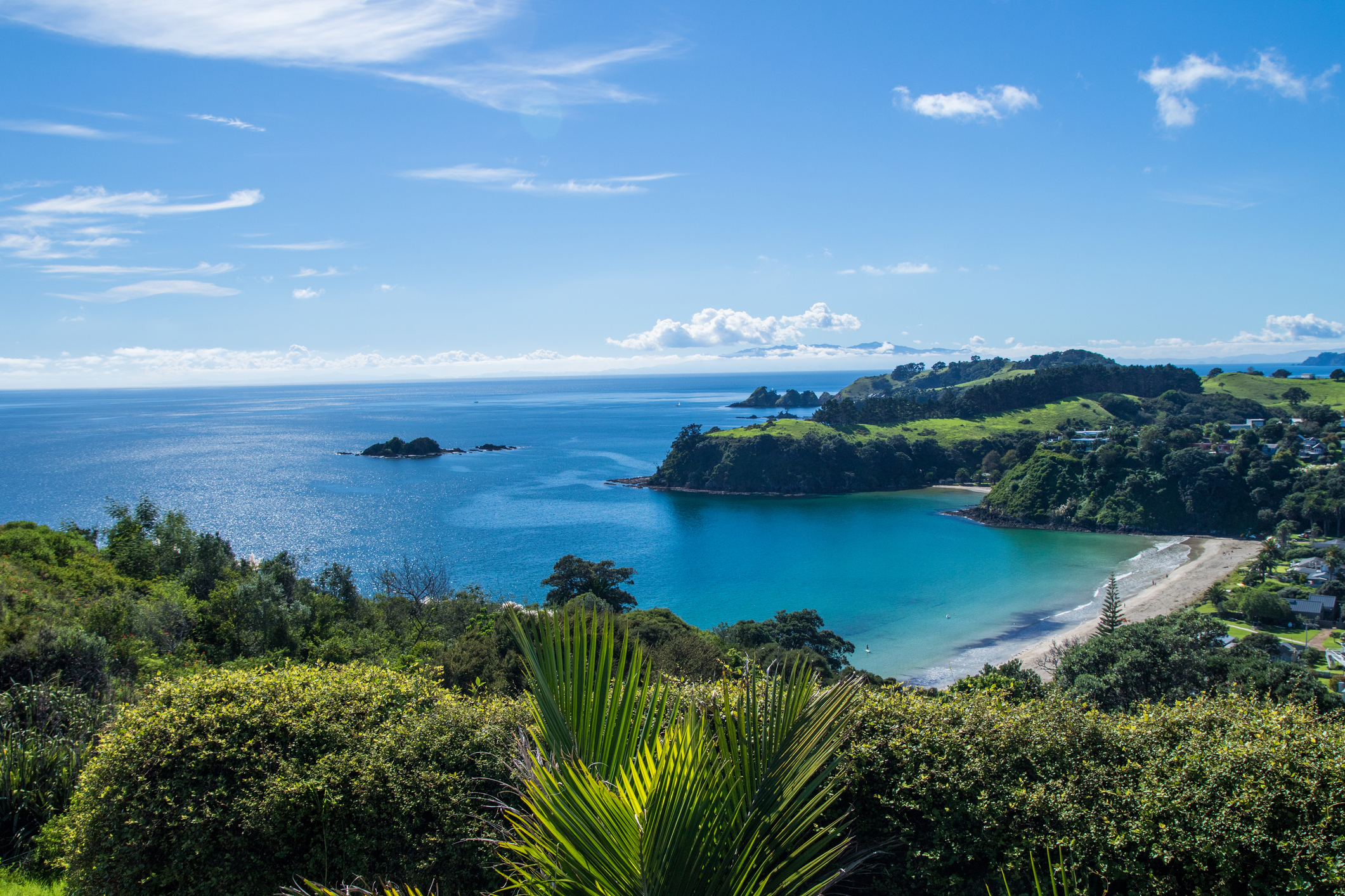 Little Palm Beach and the Hauraki Gulf on Waiheke Island, Auckland