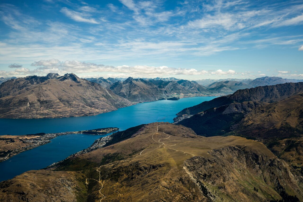 The Southern Alps and lake at Queenstown