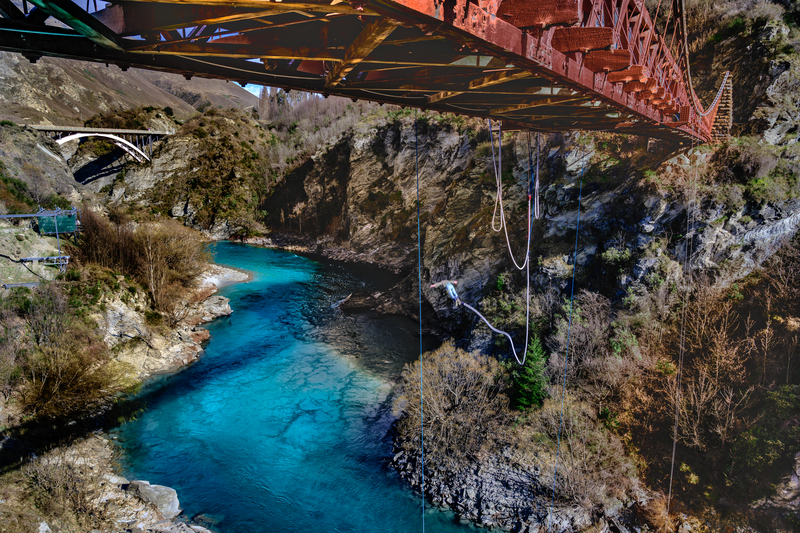 Bungy jumping over the Shotover River near Queenstown