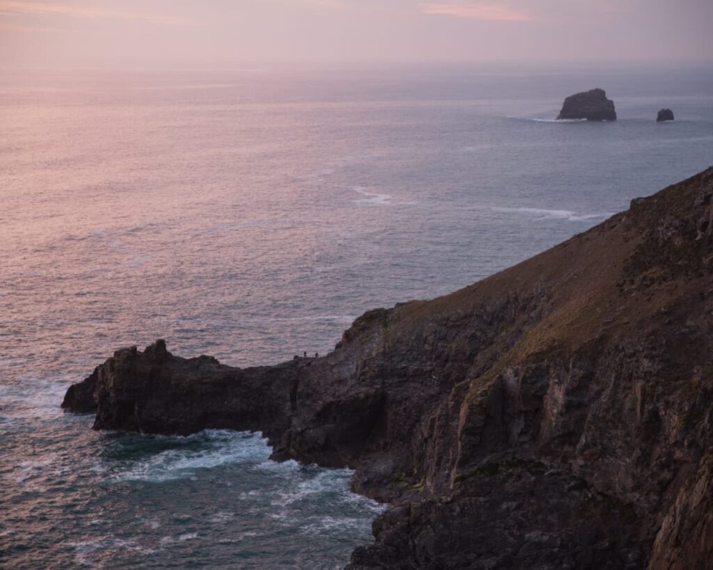 The sunset over the cliffs of Cornwall. Campervanning around Cornwall in Baxter the Quirky Camper. Hire him for yourself at https://www.quirkycampers.com/uk/campervans/devon/exeter-devon/baxter/