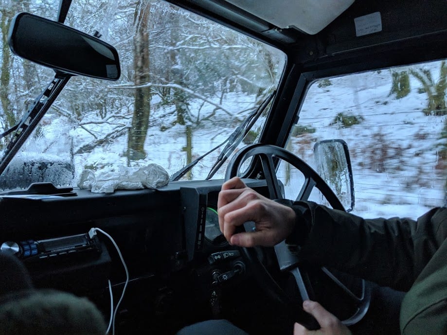 Driving a campervan in the now on an adventure holiday in the UK
