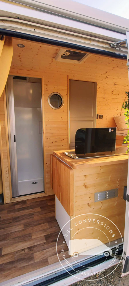 FULLY OFF GRID LIGHT AND AIRY SCANDI STYLE CAMPER WITH INDOOR SHOWER ...